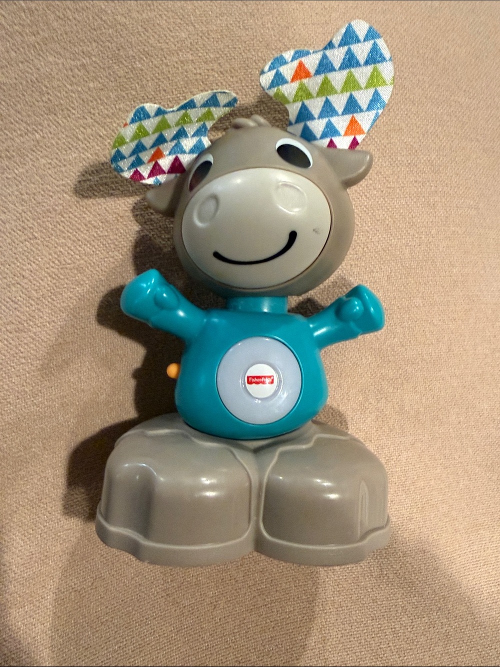 Fisher-Price Teal and Gray Musical Moose Linkimal Toy